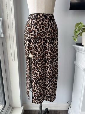 ASOS Leopard Print Midi Skirt with slit
